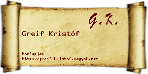 Greif Kristóf névjegykártya